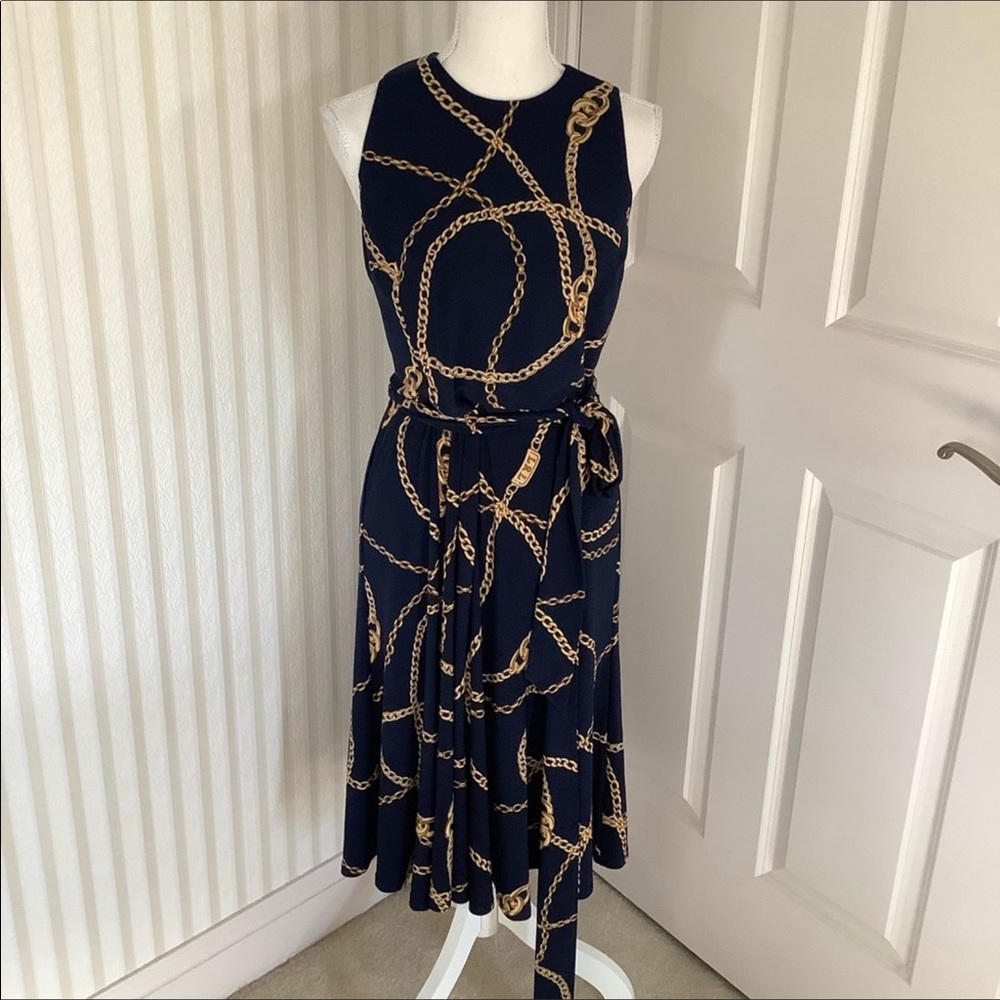 Ralph Lauren Sapphire Chain Print Dress Size 6